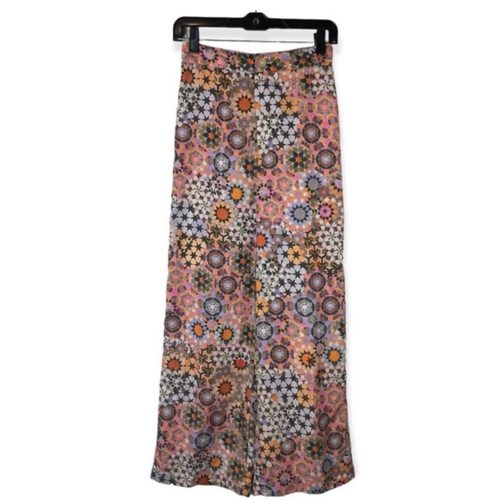 Anthropologie Geometric Straight Wide Leg Pants high rise Size 2